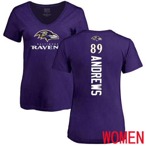Baltimore Ravens Purple Women Mark Andrews Backer NFL Football #89 T Shirt